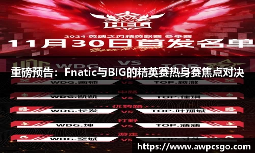 重磅预告：Fnatic与BIG的精英赛热身赛焦点对决